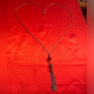WOW POSHMARK - Authentic Gorgeous boho Sterling Silver & Garnet Tassel Necklace